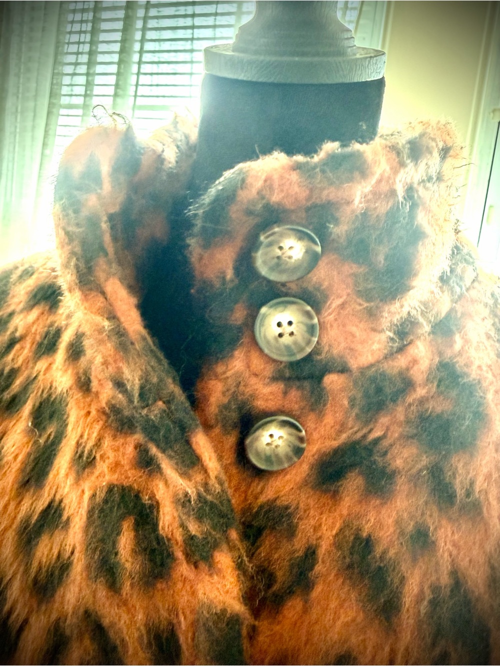 Marine Layer Leopard Funnel Neck Cocoon Coat - Picture 5 of 16
